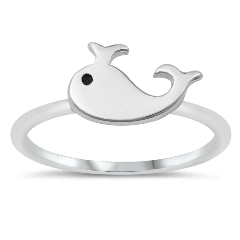 Sterling Silver Whale Ring 925 Fashion Band